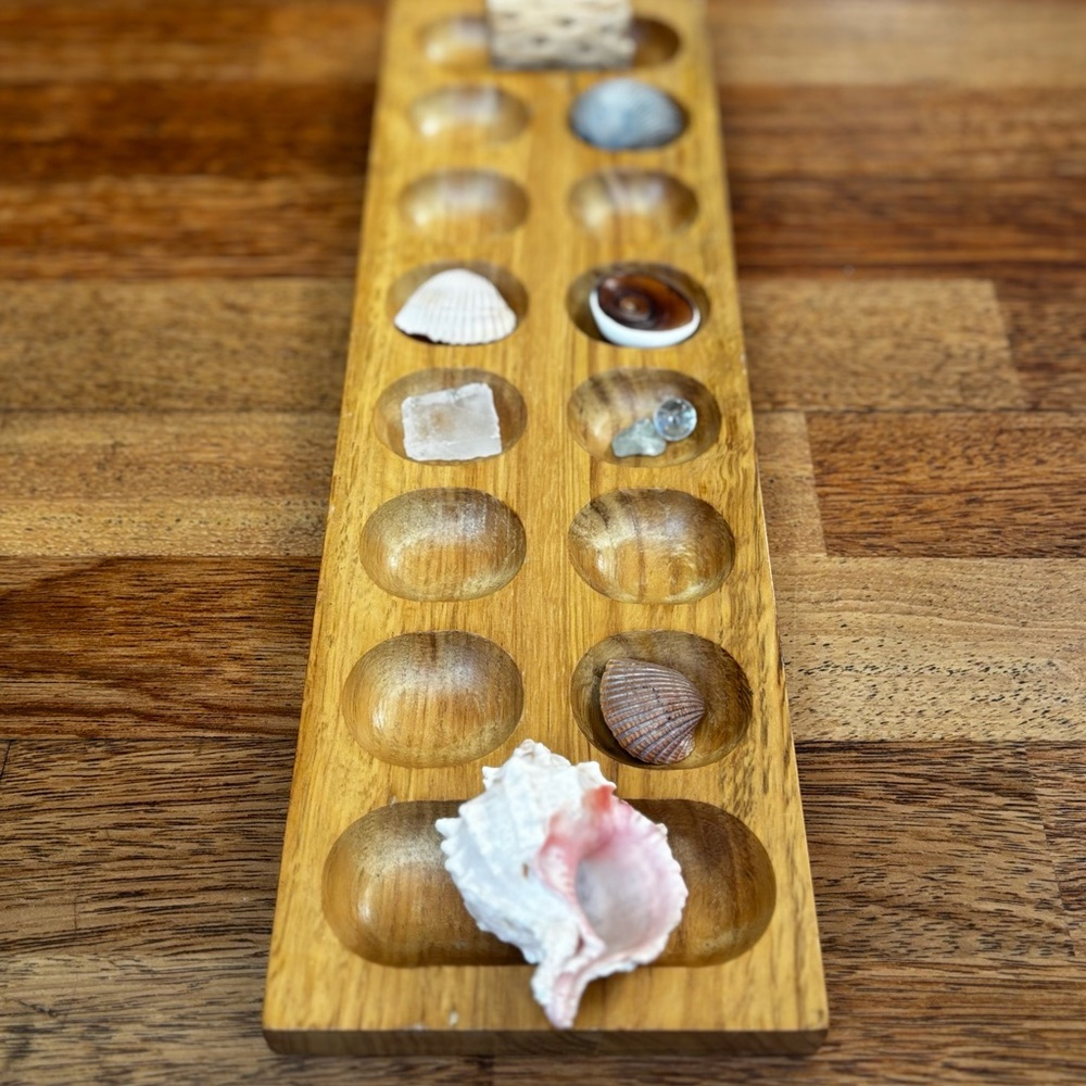Handcrafted Wooden Mancala Board - Light Oak